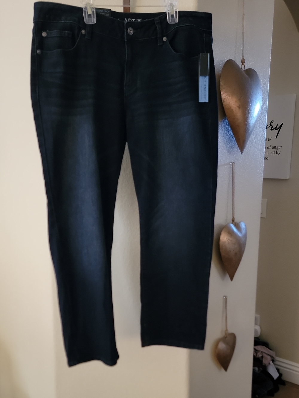 APT.9 BOYFRIEND CROP MODERN FIT JEANS Midnight Blue Size 14 NWT